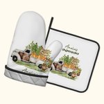 Conejito de Pascua personalizado Set de 2 guantes y agarraderas con nombre Regalo de Pascua para los amantes de la cocina en familia