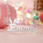 Personalizado Nombre Collar Conejito Pascua Cumpleaños Navidad Regalo para Mujeres Niñas