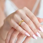 Bague Minimaliste Personnalisée avec Letter en Zircon Forme Bloc Cadeau Anniversaire St Valentin Fête pour Femme