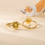 Bague Gravée Personnalisée avec Nom et Patte de l'Animal de Compagnie Cadeau Commémoratif pour Amoureux d'Animal