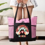 Personalized Rainbow Zippered Tote Bag Large Capacity Nurse Appreciation Nurse Week Gift