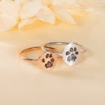 Bague Gravée Personnalisée avec Nom et Patte de l'Animal de Compagnie Cadeau Commémoratif pour Amoureux d'Animal