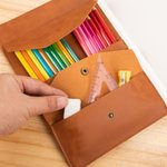 Personalised Photo Leather Book Cover with Compartment Pencil Sketchbook Storage Birthday Gift for Artists