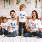 Personalizzato carino coniglio orecchie cotone maglietta famiglia costume con nome regalo di Pasqua per genitore bambino