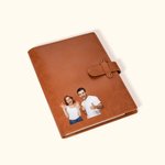 Personalised Photo Leather Book Cover with Compartment Pencil Sketchbook Storage Birthday Gift for Artists