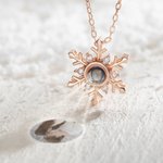 Collar personalizado de proyección de copos de nieve con foto y te quiero en 100 idiomas Aniversario Cumpleaños San Valentín Regalo para ella