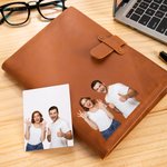 Personalised Photo Leather Book Cover with Compartment Pencil Sketchbook Storage Birthday Gift for Artists