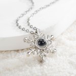 Collar personalizado de proyección de copos de nieve con foto y te quiero en 100 idiomas Aniversario Cumpleaños San Valentín Regalo para ella