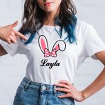 Personalizzato carino coniglio orecchie cotone maglietta famiglia costume con nome regalo di Pasqua per genitore bambino