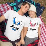 Personalizzato carino coniglio orecchie cotone maglietta famiglia costume con nome regalo di Pasqua per genitore bambino