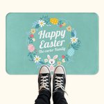 Tapis de Porte Imperméable Personnalisé avec Nom Tapis Thème Happy Easter Décoration à l'Intérieur Cadeau de Pâques pour Famille