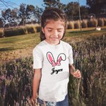 Personalizzato carino coniglio orecchie cotone maglietta famiglia costume con nome regalo di Pasqua per genitore bambino