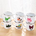 Personalised Cute Cartoon Pattern Enamel Mug with Name Birthday Party Gift for Kids