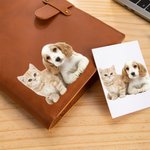 Personalised Photo Leather Book Cover with Compartment Pencil Sketchbook Storage Birthday Gift for Artists