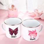 Personalised Cute Cartoon Pattern Enamel Mug with Name Birthday Party Gift for Kids