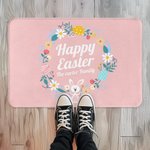Tapis de Porte Imperméable Personnalisé avec Nom Tapis Thème Happy Easter Décoration à l'Intérieur Cadeau de Pâques pour Famille
