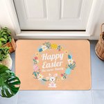 Tapis de Porte Imperméable Personnalisé avec Nom Tapis Thème Happy Easter Décoration à l'Intérieur Cadeau de Pâques pour Famille