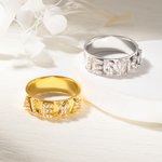 Bague Minimaliste Personnalisée avec Letter en Zircon Forme Bloc Cadeau Anniversaire St Valentin Fête pour Femme