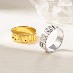 Bague Minimaliste Personnalisée avec Letter en Zircon Forme Bloc Cadeau Anniversaire St Valentin Fête pour Femme