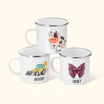 Personalised Cute Cartoon Pattern Enamel Mug with Name Birthday Party Gift for Kids