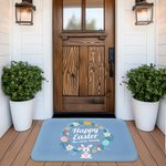 Tapis de Porte Imperméable Personnalisé avec Nom Tapis Thème Happy Easter Décoration à l'Intérieur Cadeau de Pâques pour Famille
