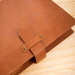 Personalised Photo Leather Book Cover with Compartment Pencil Sketchbook Storage Birthday Gift for Artists