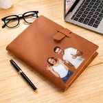Personalised Photo Leather Book Cover with Compartment Pencil Sketchbook Storage Birthday Gift for Artists