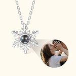 Collar personalizado de proyección de copos de nieve con foto y te quiero en 100 idiomas Aniversario Cumpleaños San Valentín Regalo para ella