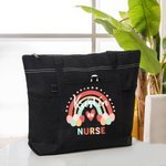 Personalized Rainbow Zippered Tote Bag Large Capacity Nurse Appreciation Nurse Week Gift