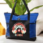 Personalized Rainbow Zippered Tote Bag Large Capacity Nurse Appreciation Nurse Week Gift