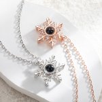 Collar personalizado de proyección de copos de nieve con foto y te quiero en 100 idiomas Aniversario Cumpleaños San Valentín Regalo para ella