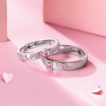 Paire de Bagues Évidées Personnalisée avec Pierre de Naissance Texte Gravé à l'Intérieur Cadeau Anniversaire de Mariage Saint-Valentin pour Couple