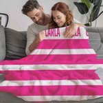 Personalisierte klassische gestreifte weiche Fleecedecke mit Namen Geburtstagsgeschenk für Familie Freund