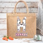 Sac en Toile de Jute Personnalisé avec Nom Cadeau de Pâques pour la Famille et les Enfants