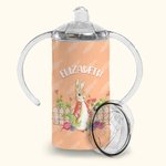 Bouteille Vacuum Personnalisée avec Nom Bouteille à Motif Pierre Lapin avec Deux Couvercles Cadeau Anniversaire Pâques pour Enfant