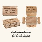 Personalised Wedding Handmade Wooden Guest Book with Hearts and Engraved Box Alternative Wedding Decor