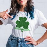 Trébol de Cuatro Hojas Personalizado Sudadera con Nombre Día de San Patricio Regalo para Niños Familia