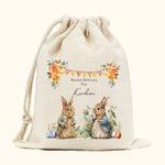Sac à Cordon Personnalisé avec Nom Jardin de Lapin Cadeau de Pâques pour Enfant