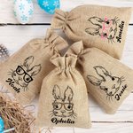 Sac à Cordon Personnalisé avec Nom Sac en Jute de Bonbon Cadeau de Pâques pour Enfant
