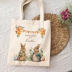 Conejito Personalizado Jardín Bolsa de Lona Pascua Entrega con Nombre Pascua Regalo para Ella