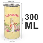 Bouteille Vacuum Personnalisée avec Nom Bouteille à Motif Pierre Lapin avec Deux Couvercles Cadeau Anniversaire Pâques pour Enfant