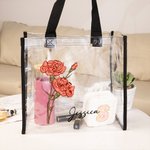 Sac Fourre-Tout Transparent Personnalisé avec Fleur de Naissance et Nom Cadeau Anniversaire Fête des Mères pour Femmes