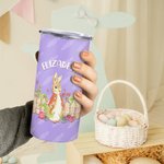 Bouteille Vacuum Personnalisée avec Nom Bouteille à Motif Pierre Lapin avec Deux Couvercles Cadeau Anniversaire Pâques pour Enfant