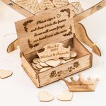 Personalised Wedding Handmade Wooden Guest Book with Hearts and Engraved Box Alternative Wedding Decor