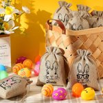 Sac à Cordon Personnalisé avec Nom Sac en Jute de Bonbon Cadeau de Pâques pour Enfant