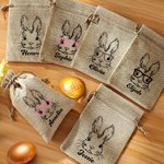 Sac à Cordon Personnalisé avec Nom Sac en Jute de Bonbon Cadeau de Pâques pour Enfant