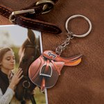 Porte-clés Selle de Cheval en Acrylique Personnalisée avec Nom Breloque Double Face Cadeau Anniversaire pour Amoureux des Chevaux d''Équitation