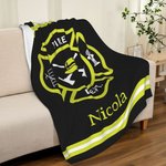 Gepersonaliseerde Brandweerman Deken met Naam en Dunne Gele Lijn Zachte Fleece Home Decoratie Verjaardagscadeau voor Brandweermannen