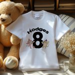Personalized Cute Dog 100% Cotton Kid T-Shirt with Name and Age Birthday Party Gift for Boys Girls