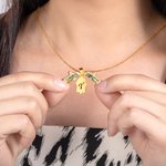 Collier Khamsa Personnalisé avec Initiale Gravée Cadeau d'Anniversaire pour Femme